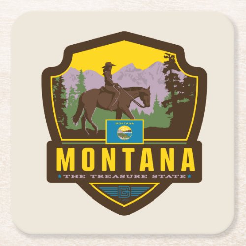 State Pride  Montana Square Paper Coaster