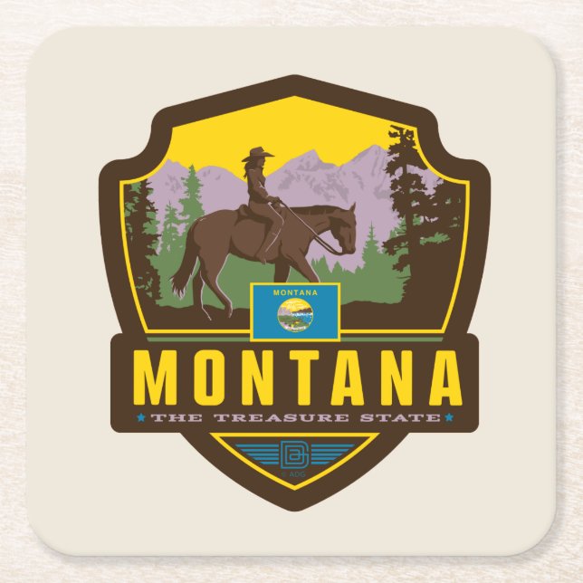 State Pride | Montana Square Paper Coaster (Front)