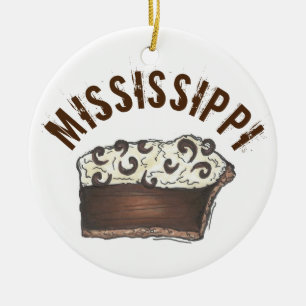 State Pride MS Mississippi Mud Pie Slice Ceramic Ornament