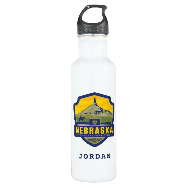 State Pride | Nebraska Stainless Steel Water Bottle (Front)
