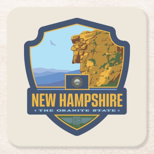 State Pride  New Hampshire Square Paper Coaster