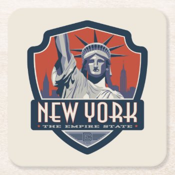 State Pride | New York Square Paper Coaster by AndersonDesignGroup at Zazzle
