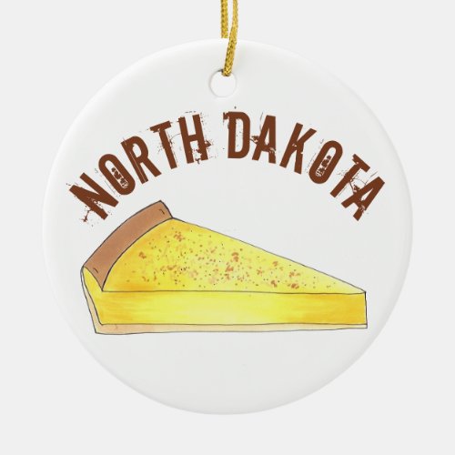 State Pride North Dakota Kuchen Cake Slice Ceramic Ornament