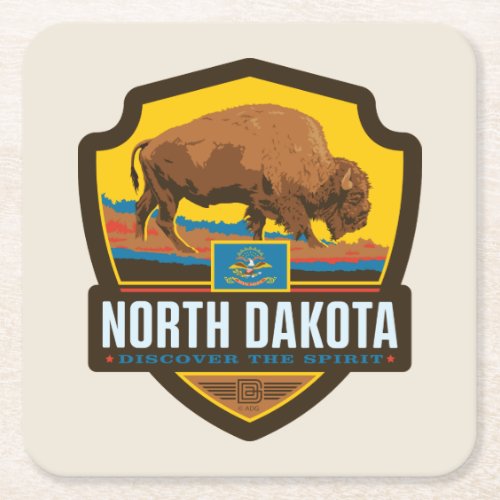 State Pride  North Dakota Square Paper Coaster