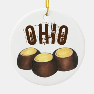 State Pride Ohio Buckeye Peanut Butter Candy Ceramic Ornament