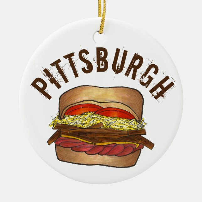 State Pride Pittsburgh Pennsylvania Sandwich Ceramic Ornament (Front)