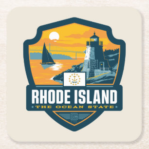 State Pride Rhode Island Square Paper Coaster