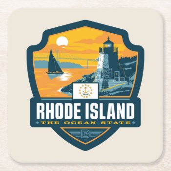 State Pride | Rhode Island Square Paper Coaster by AndersonDesignGroup at Zazzle