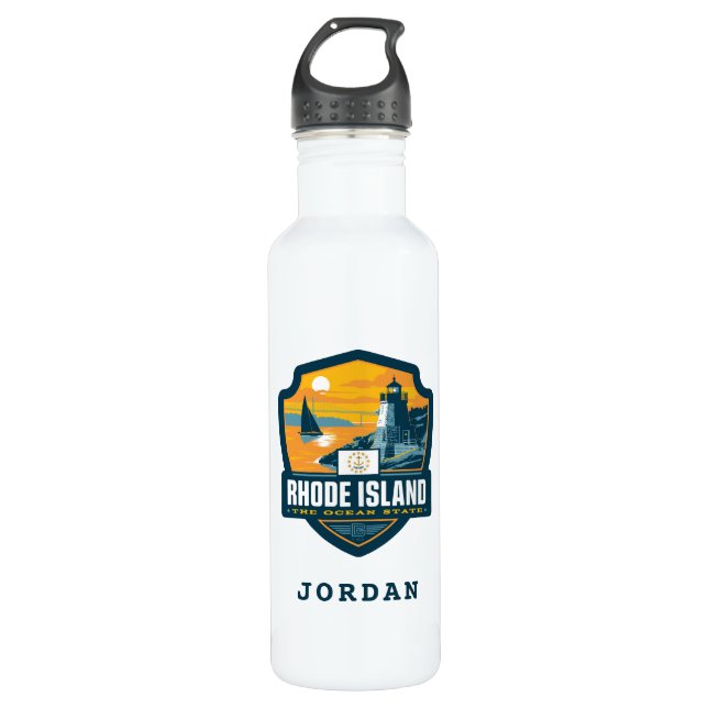 State Pride | Rhode Island Stainless Steel Water Bottle (Front)