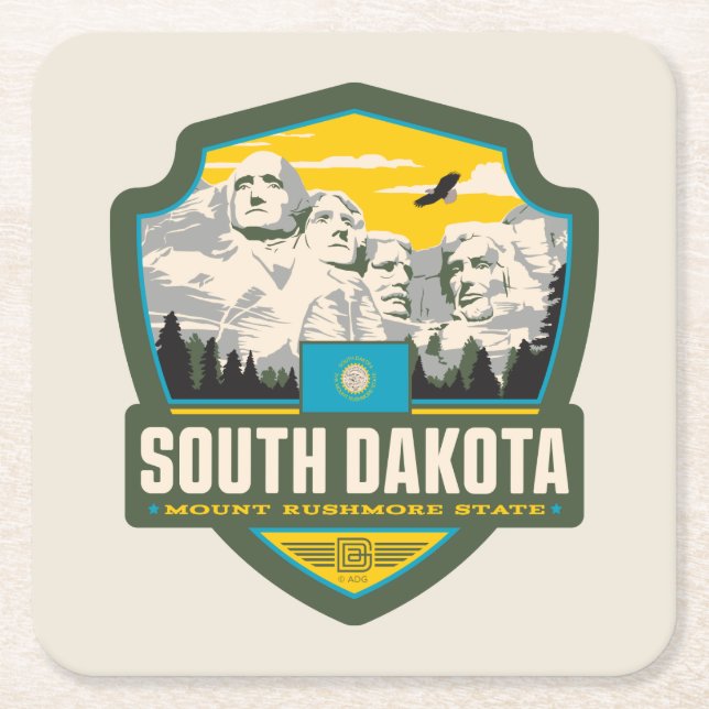 State Pride | South Dakota Square Paper Coaster (Front)