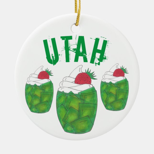 State Pride UTAH Green Gelatin Dessert Parfait Ceramic Ornament (Front)
