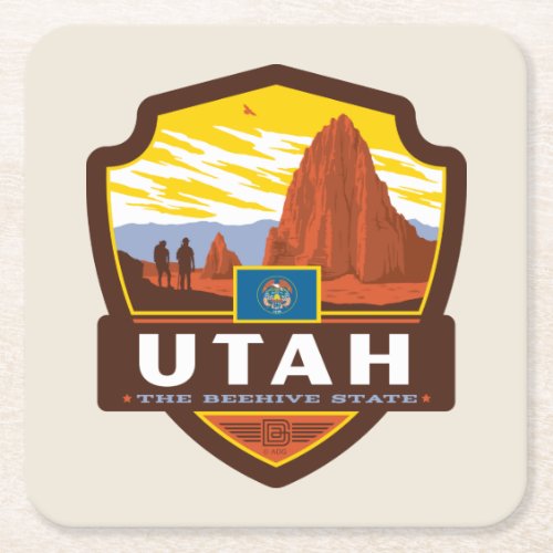 State Pride  Utah Square Paper Coaster