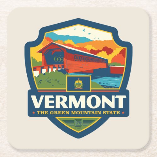 State Pride  Vermont Square Paper Coaster