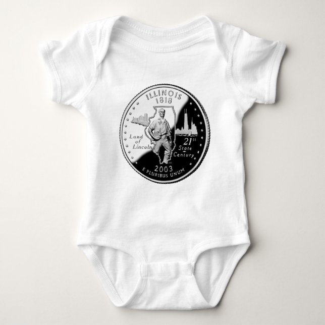 State Quarter of Illinois Reverse Side Faux Baby Bodysuit (Front)
