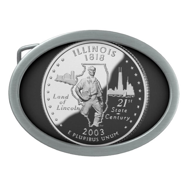 State Quarter of Illinois Reverse Side Faux Belt Buckle (Front)