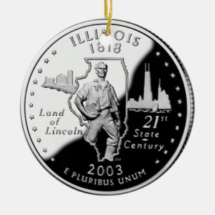 State Quarter of Illinois Reverse Side Faux Ceramic Ornament