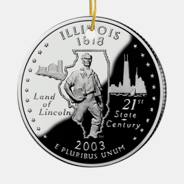 State Quarter of Illinois Reverse Side Faux Ceramic Ornament (Front)