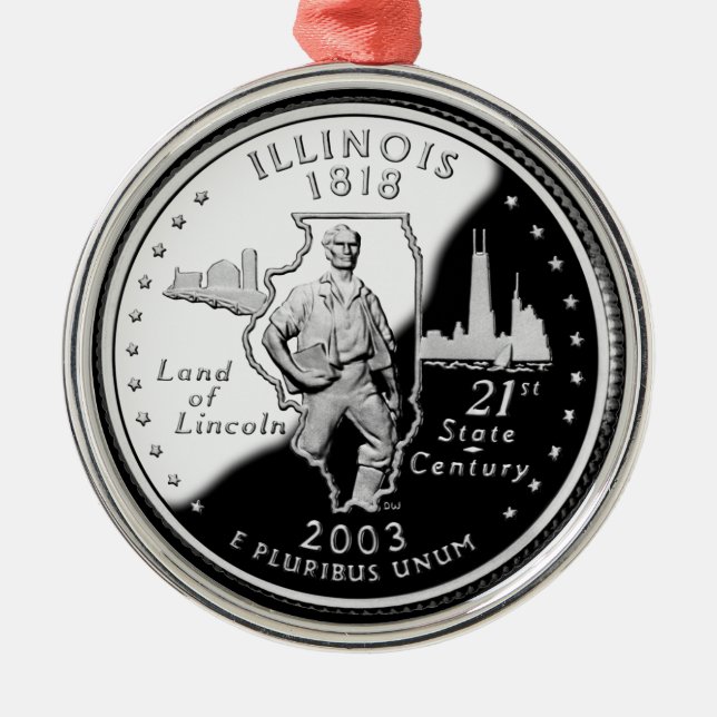 State Quarter of Illinois Reverse Side Faux Metal Ornament (Front)