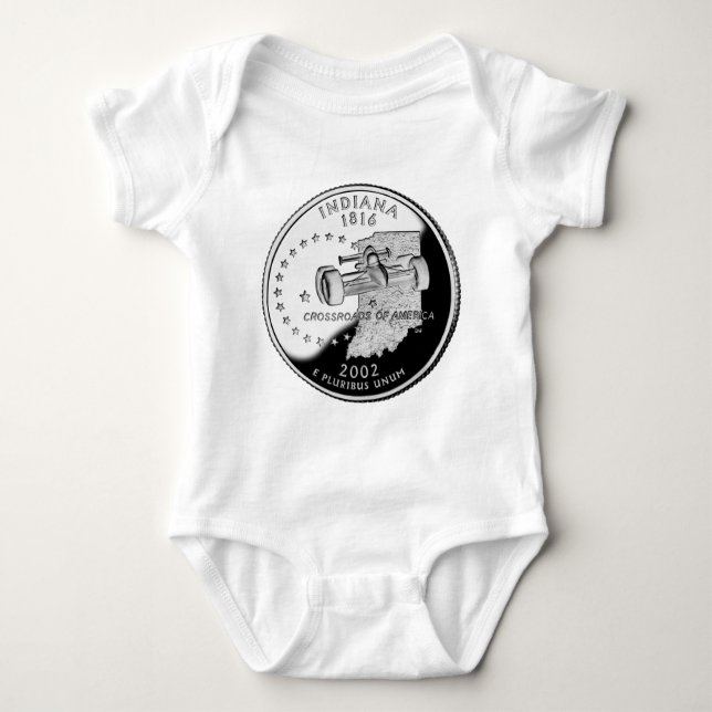 State Quarter of Indiana Reverse Side Faux Baby Bodysuit (Front)