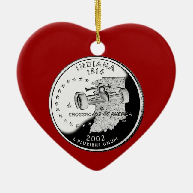 State Quarter of Indiana Reverse Side Faux Ceramic Ornament (Front)