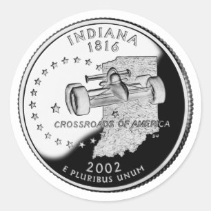 State Quarter of Indiana Reverse Side Faux Classic Round Sticker