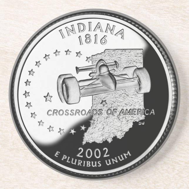 State Quarter of Indiana Reverse Side Faux Drink Coaster (Front)