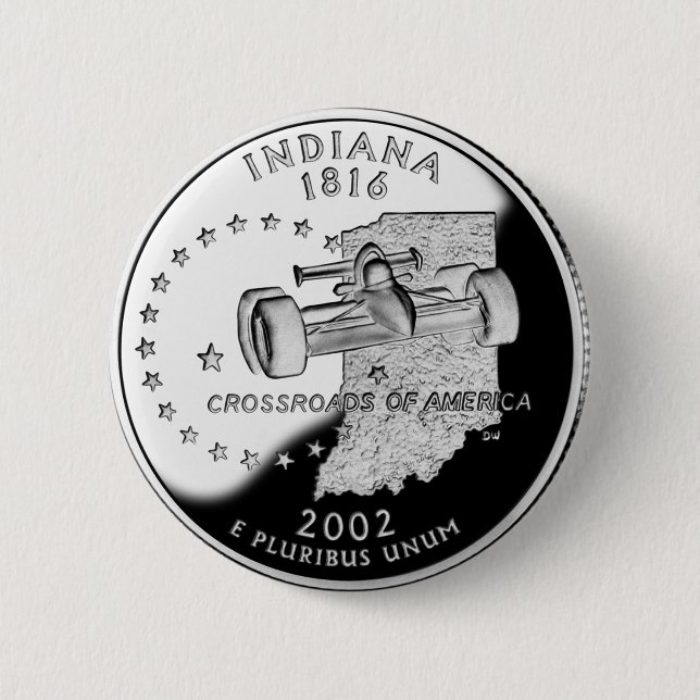 State Quarter of Indiana Reverse Side Faux Pinback Button (Front)