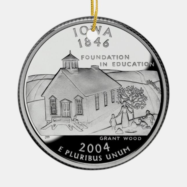 State Quarter of Iowa Reverse Side Faux Ceramic Ornament (Front)