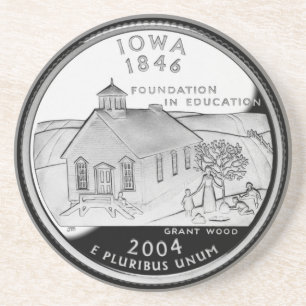 State Quarter of Iowa Reverse Side Faux Drink Coaster
