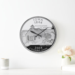 State Quarter of Iowa Reverse Side Faux Large Clock