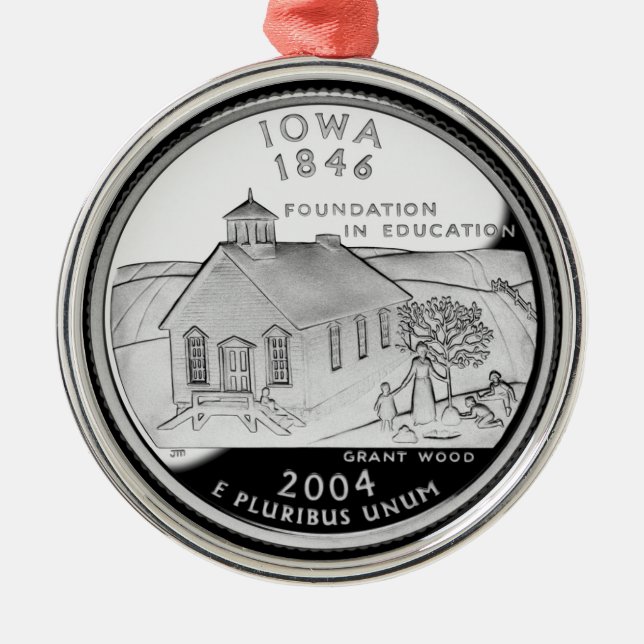 State Quarter of Iowa Reverse Side Faux Metal Ornament (Front)
