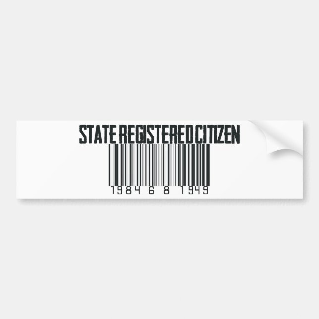 State Registered Bumper Sticker (Front)