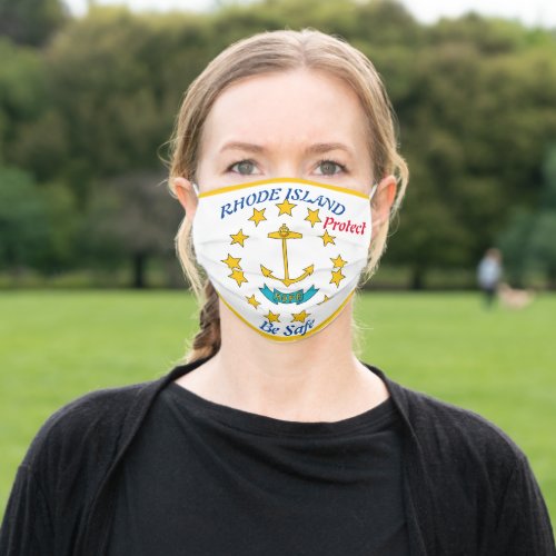 State Rhode Island Flag Gold White Adult Cloth Face Mask