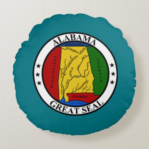 State seal of Alabama Round Pillow