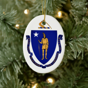 State Seal of Massachusetts Ceramic Ornament