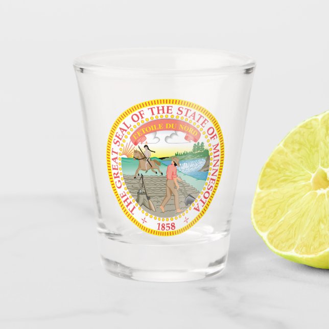 State Seal of Minnesota Shot Glass (Front)