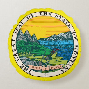 State seal of Montana Round Pillow