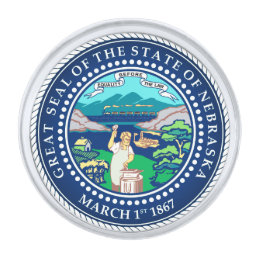 State Seal of Nebraska Silver Finish Lapel Pin
