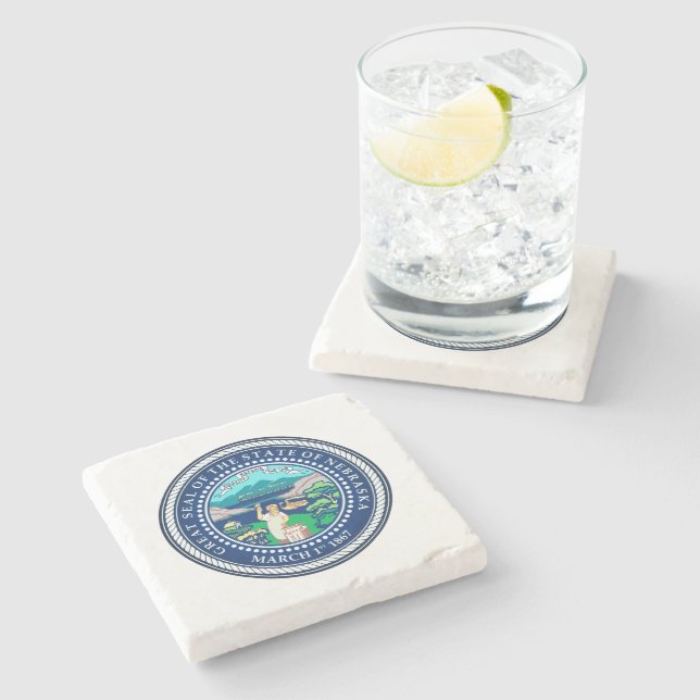 State Seal of Nebraska Stone Coaster (Side)