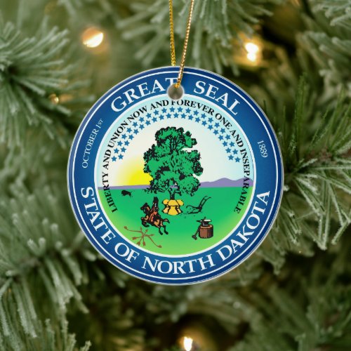 State seal of North Dakota Ceramic Ornament
