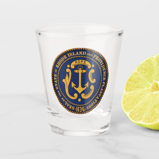 State Seal of Rhode Island Shot Glass (Front)