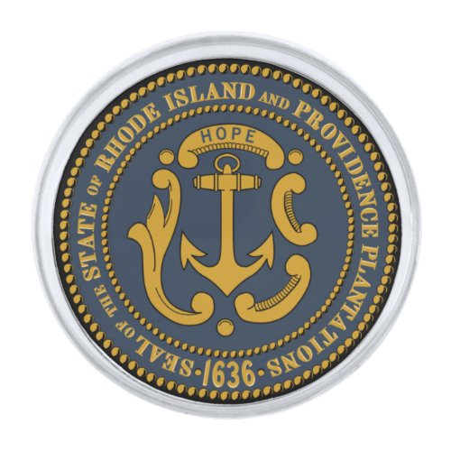State Seal of Rhode Island Silver Finish Lapel Pin