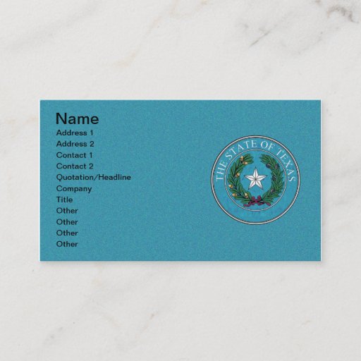 Customizable STATE SEAL OF TEXAS BUSINESS CARD