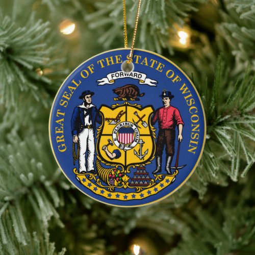 State Seal of Wisconsin Ceramic Ornament