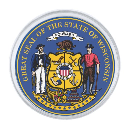 State Seal of Wisconsin Silver Finish Lapel Pin