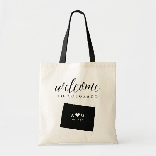 State Silhouette Wedding Welcome Tote  Colorado