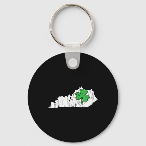 State St Patricks Day Kentucky Green Shamrock  Keychain