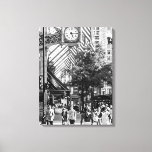 State St Scene Black and White Portrait Canvas