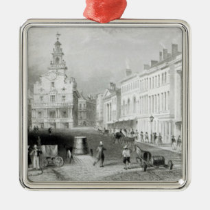 State Street, Boston,engraved by S.Lacey Metal Ornament