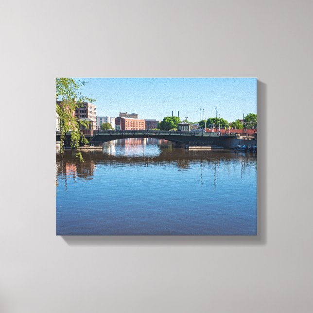 state street bridge crossing milwaukee river canvas print (Front)